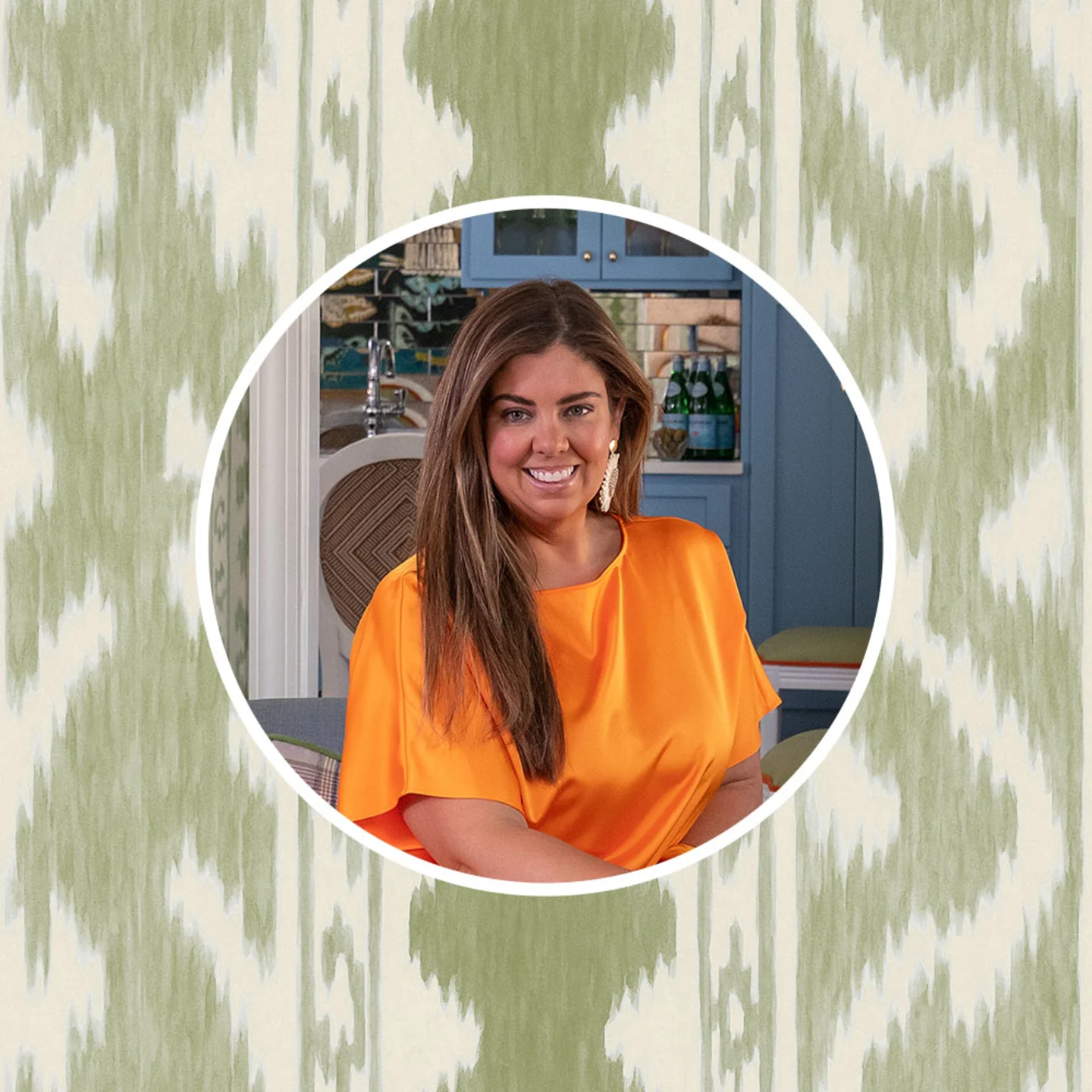 Nichole Blough in front of a green stripe design.