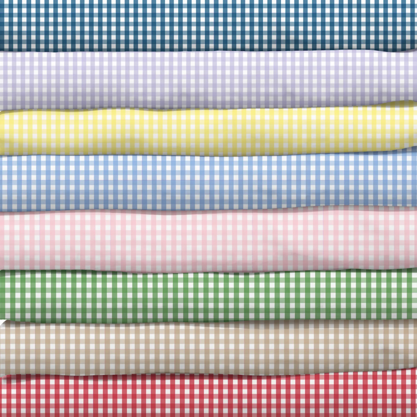 Stack of gingham fabric